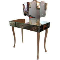 Vintage Etched mirrored Art Deco vanity