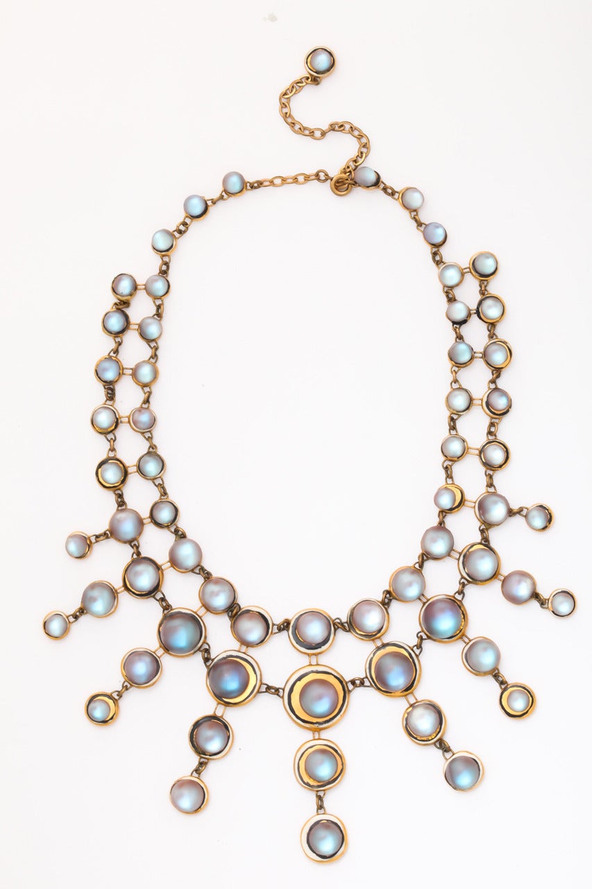 A great ceramic necklace with glass 'pearls' signed by ceramic artist and jeweler Denise Gatard.