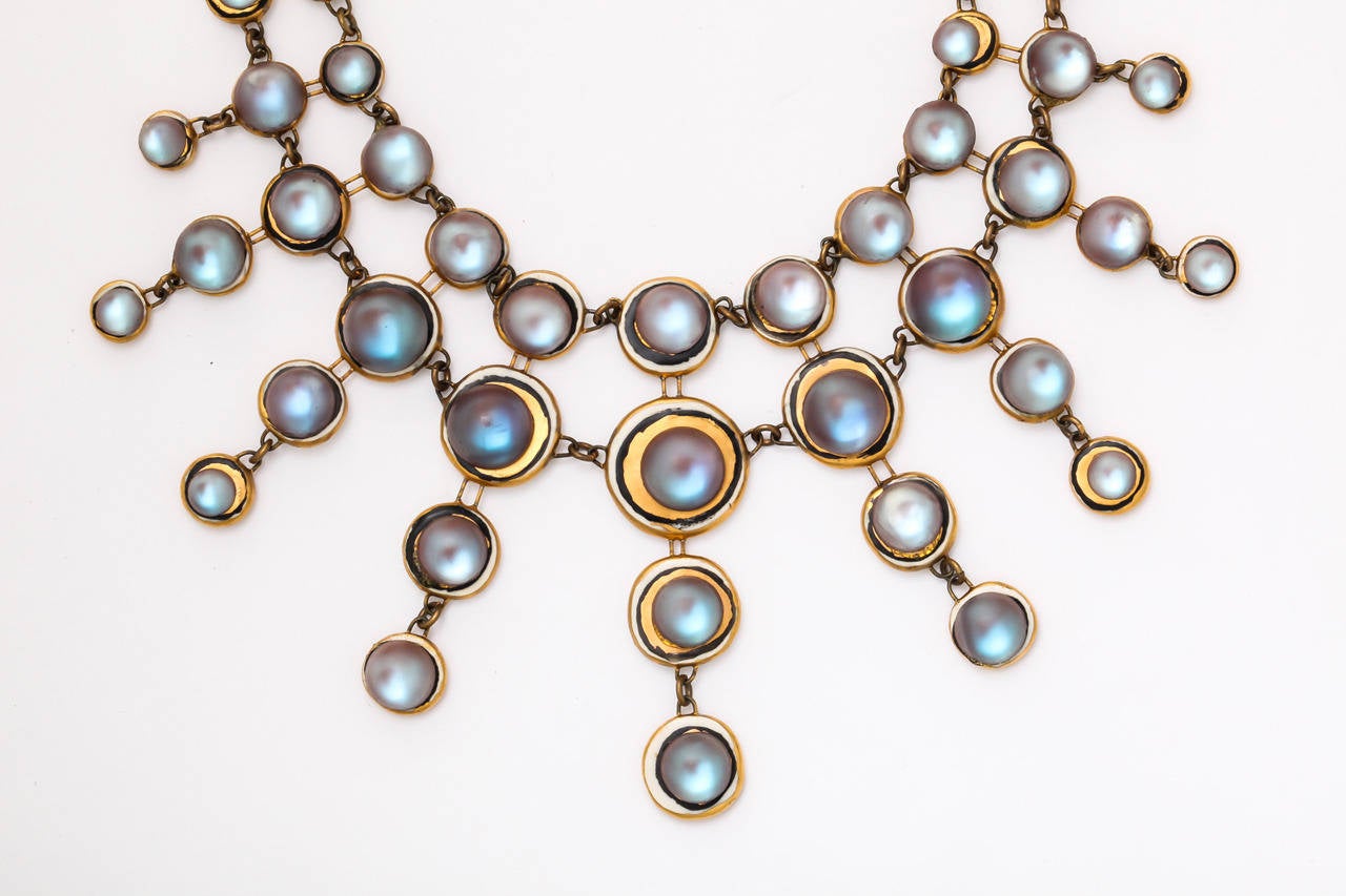 Hollywood Regency Denise Gatard Ceramic and 'Pearl' Necklace