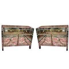 Pair of Vintage mirrored commodes by John Stuart