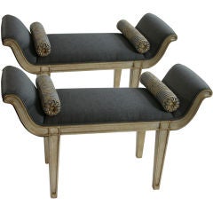Pair of Art Deco silver leafed benches