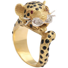 Gold Leopard Diamond and Ruby Ring