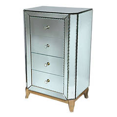 Art Deco French Beveled Four Drawer Chest