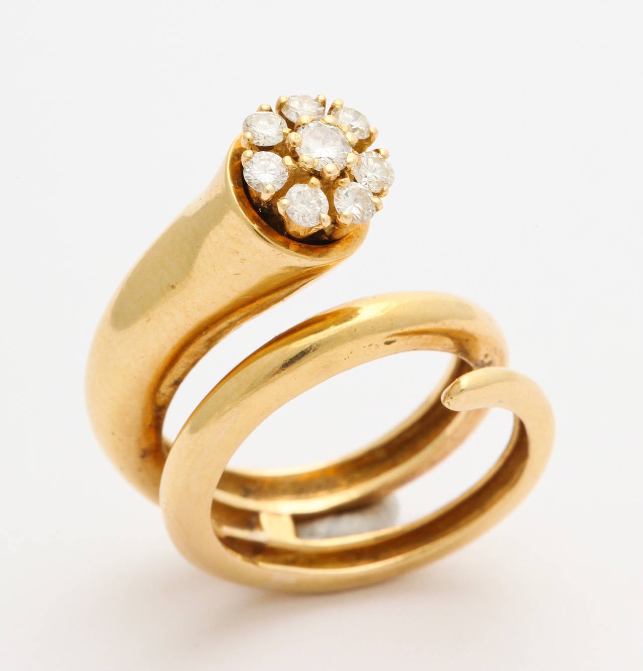 Mid-Century Modern Christian Dior Gold Coiled Diamond Ring