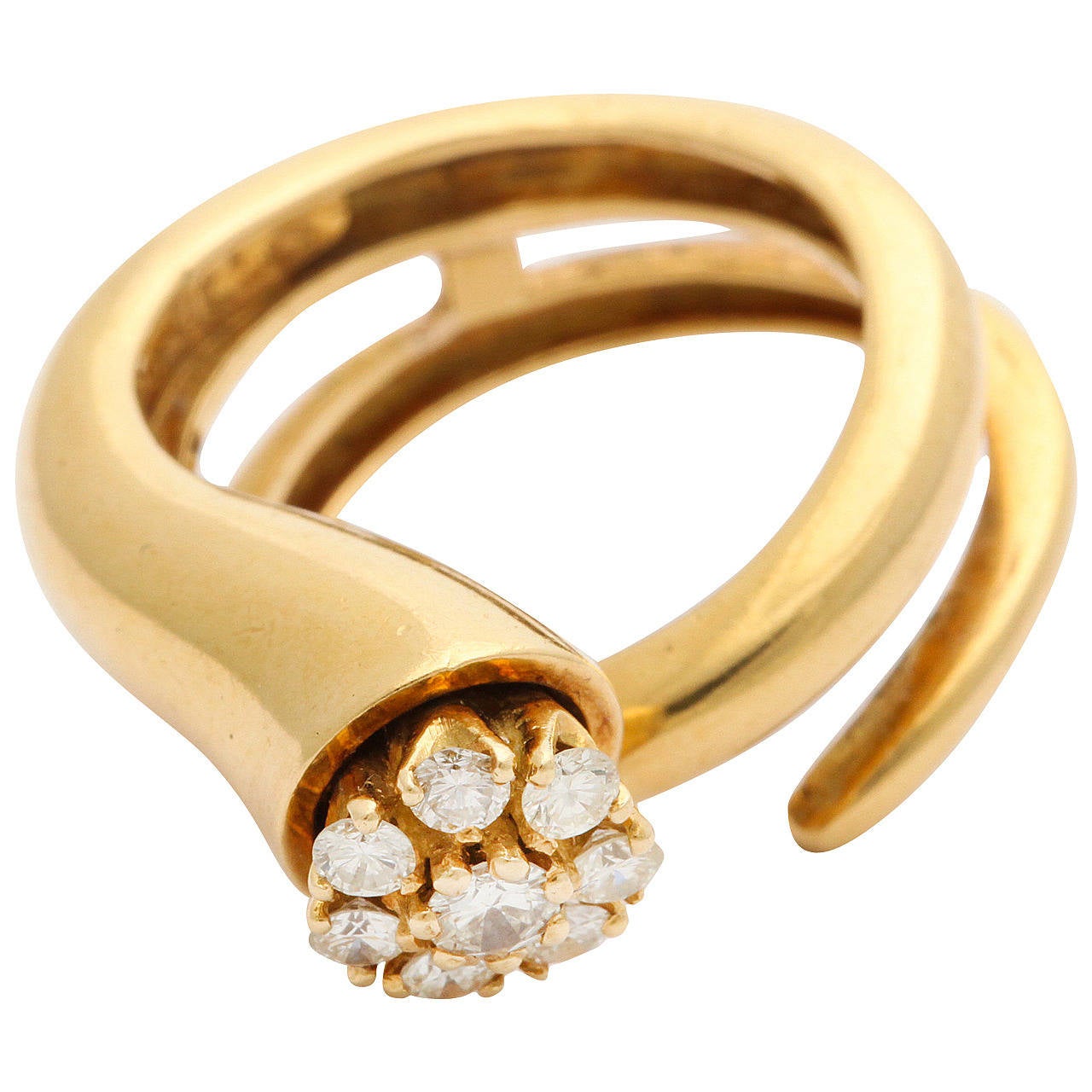 Christian Dior Gold Coiled Diamond Ring at 1stdibs