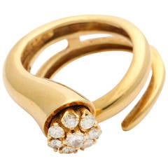 Vintage Christian Dior Gold Coiled Diamond Ring