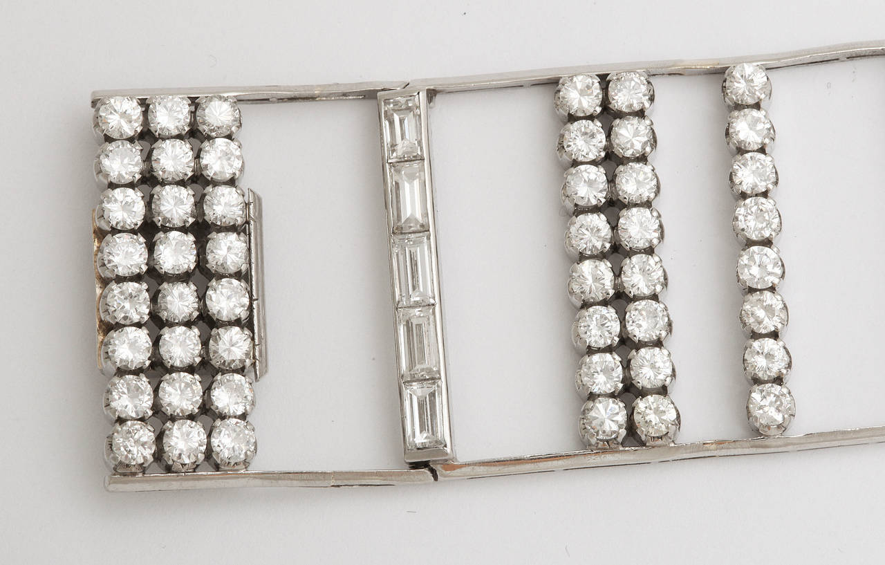 Mid-20th Century Diamond Modernist Platinum Cuff Bracelet For Sale