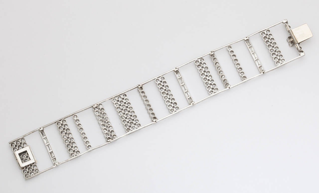 Diamond Modernist Platinum Cuff Bracelet For Sale 1