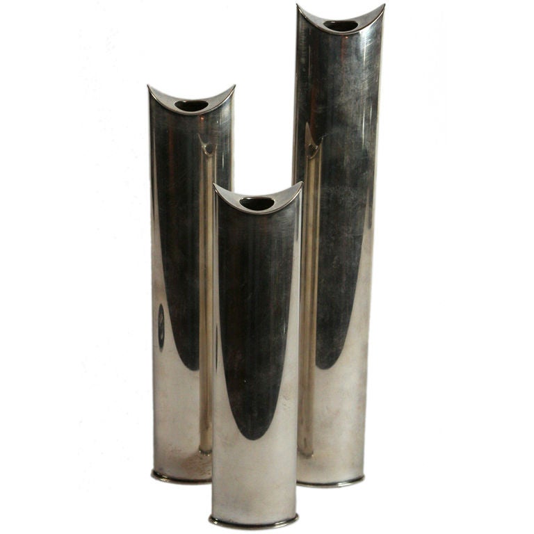 Sabatini sterling silver vases or candlesticks