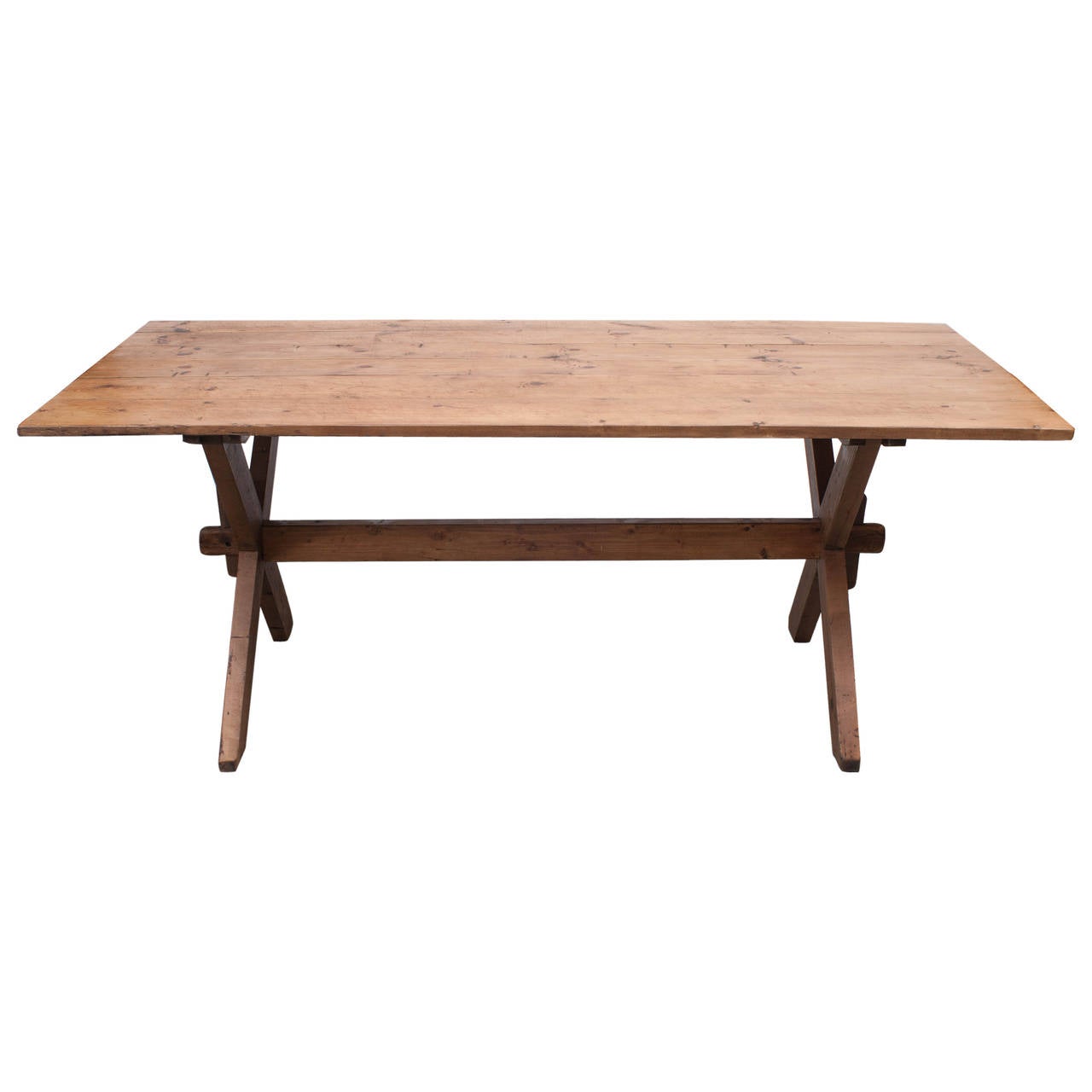 Pine Trestle Table at 1stDibs