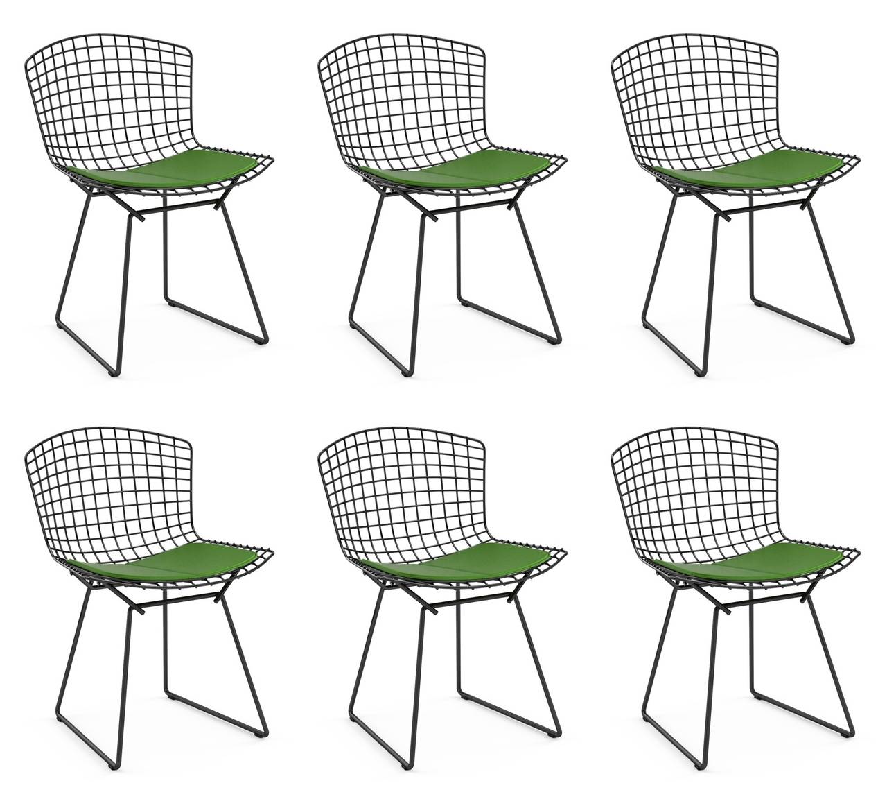 Beautiful set of six side chairs designed by Harry Bertoia and manufactured by Knoll International.
The chairs are in very good original condition, not all but at least three to four chairs retain the original Knoll labels but they all came from