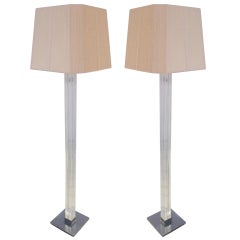 Pair of Lucite and Chrome Floor Lamps by Karl Springer