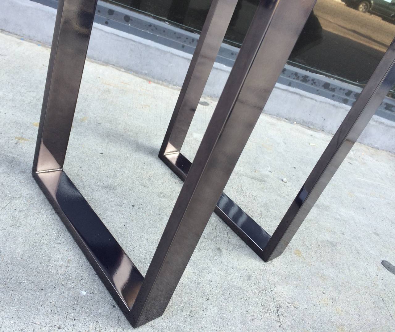 Pair of Charles Hollis Jones Side Tables in Lucite and Black Nickel, Signed 3