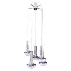 Stunning Five-Arm Chandelier with Glass and Chrome Accents 6