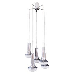 Stunning Five-Arm Chandelier with Glass and Chrome Accents