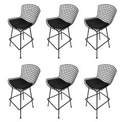 Set of Six Harry Bertoia Bar Stools Manufactured by Knoll International 1