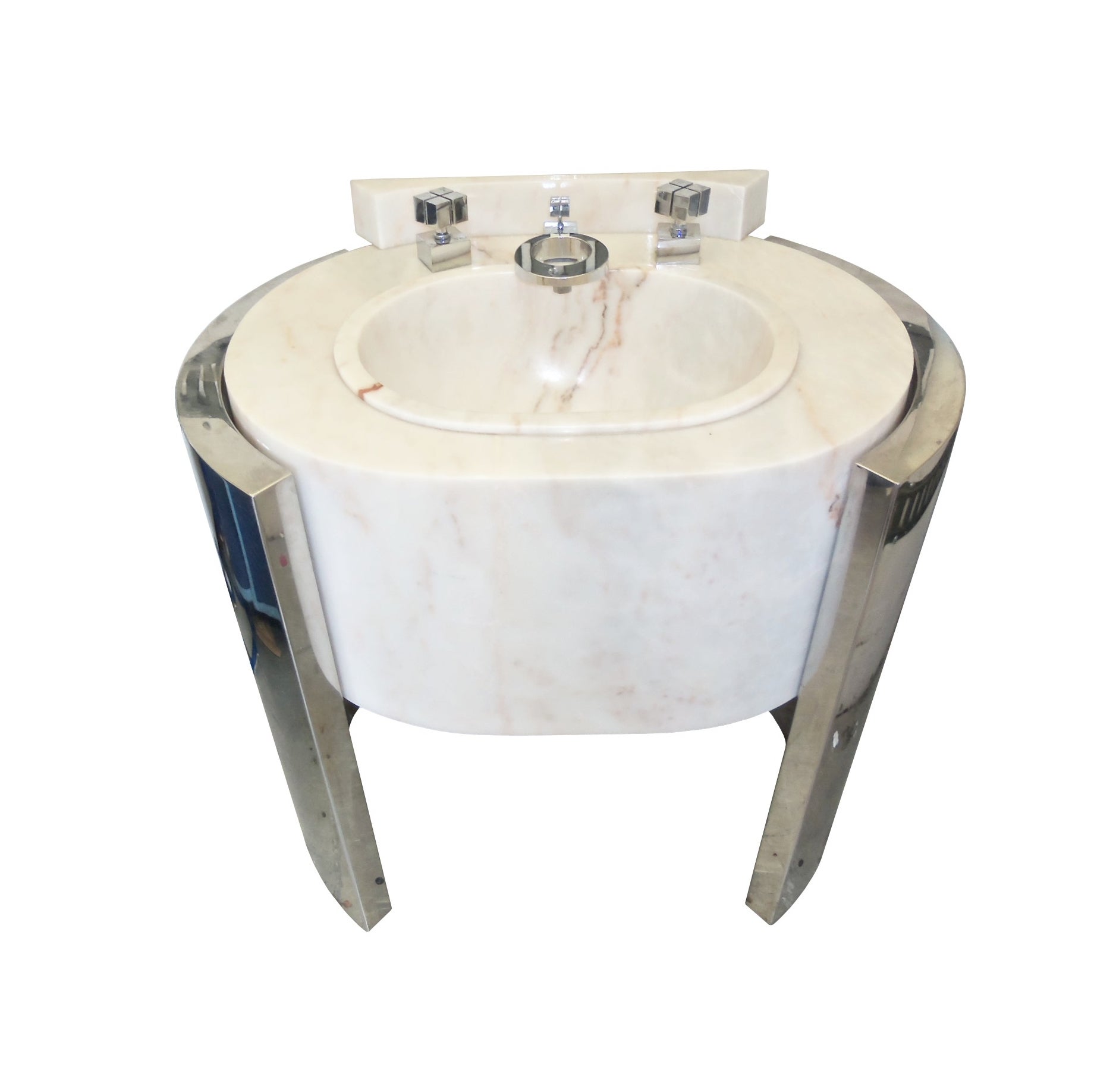 Sherle Wagner Pedestal Sink, Chrome 
Marble