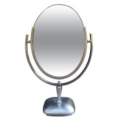 Vintage Charles Hollis Jones Vanity or Table Mirror with a Satin Metal Base