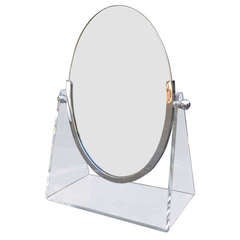 Charles Hollis Jones Vanity/Table Mirror With a Lucite Base
