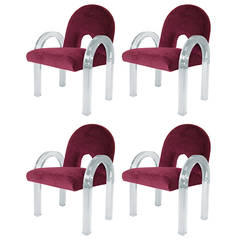 Set of Four "Arched" Armchairs by Charles Hollis Jones, Signed and Dated 7