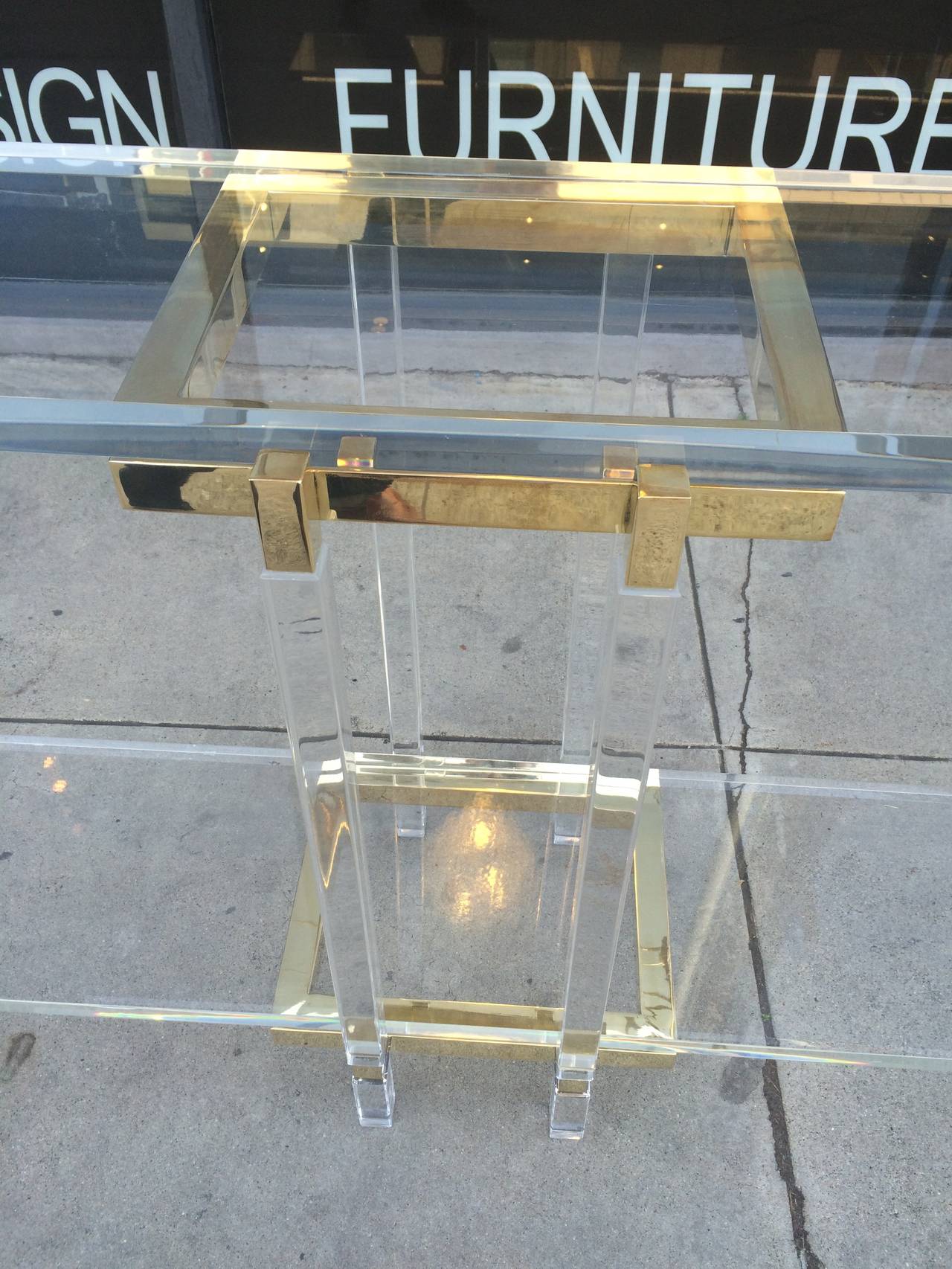 Console in Brass and Lucite by Charles Hollis Jones 2