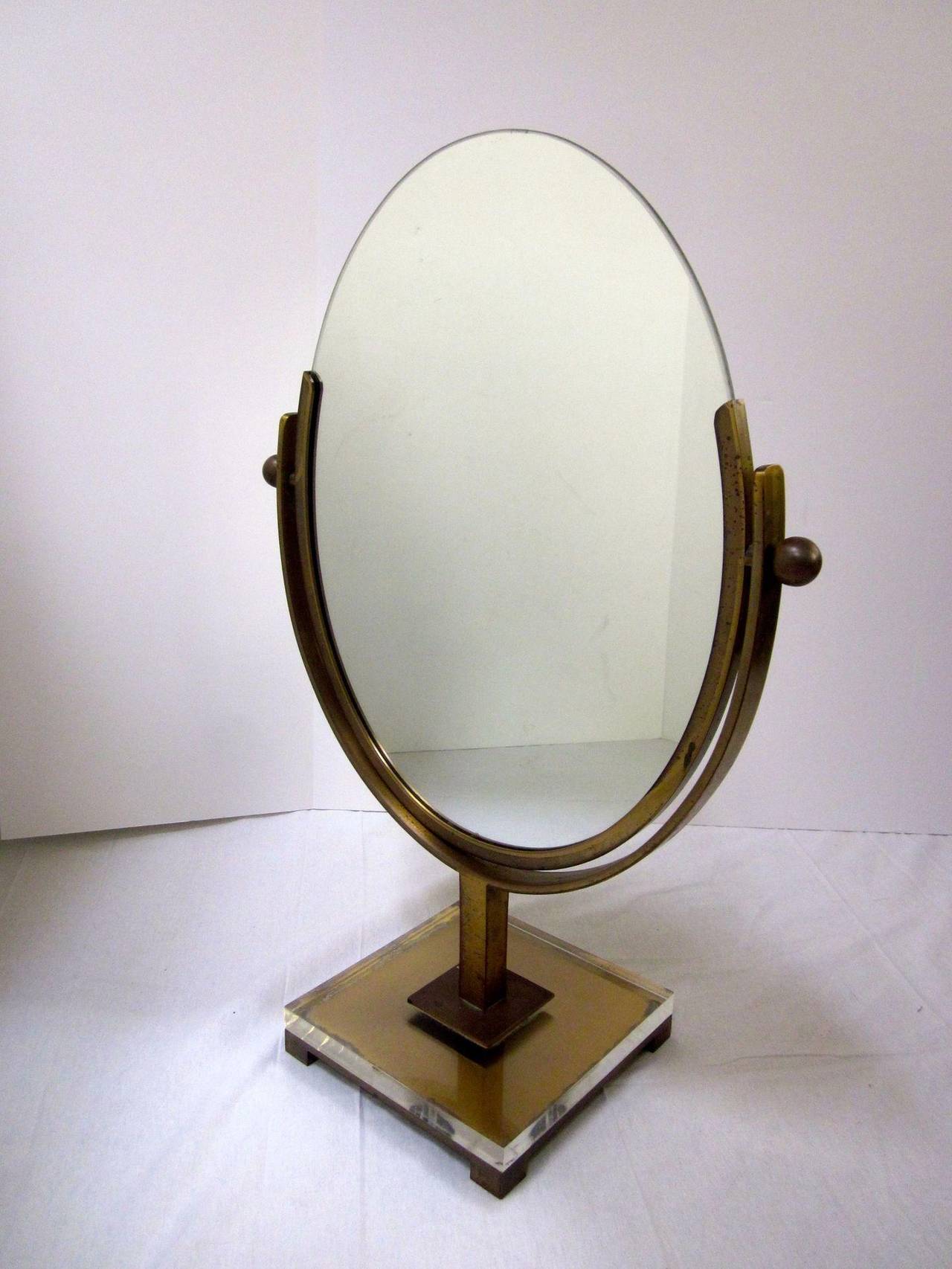 brass makeup mirror