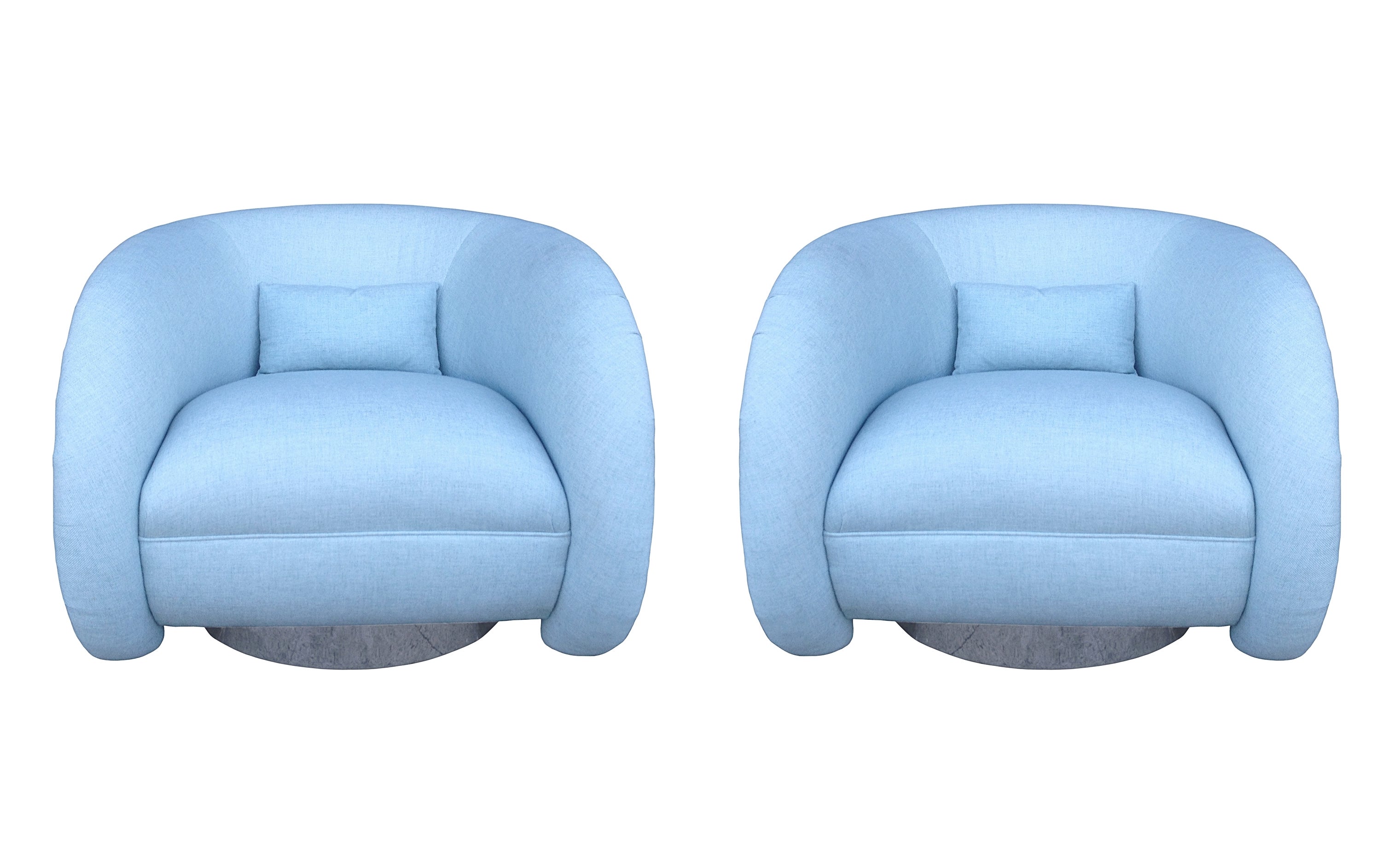 Outstanding Pair of Swivel Club Chairs by Ward Bennett