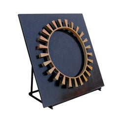 Sunburst Metal Sculpture on a Granite Slab Vintage Bronze