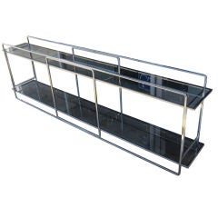 Milo Baughman 2 Tiered Chrome & Glass Console Table