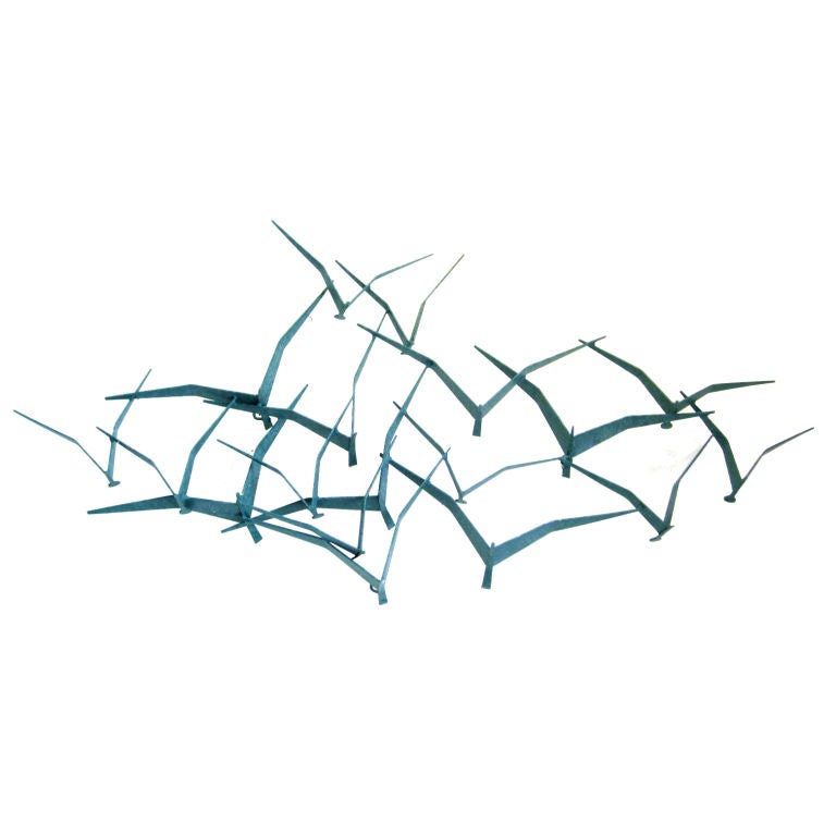 Curtis Jere "Flock of Birds" Sculpture, Turquoise Color