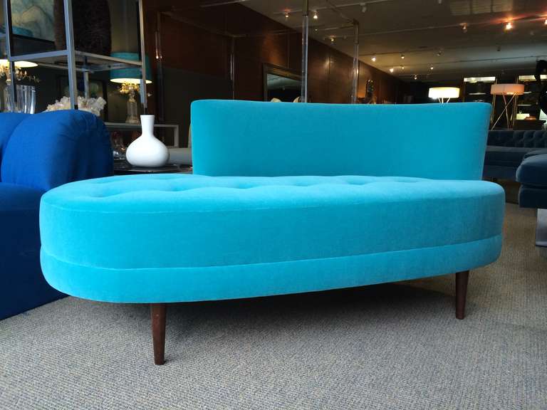 American Mid Century Modern Style Chaise with Tufted Seat