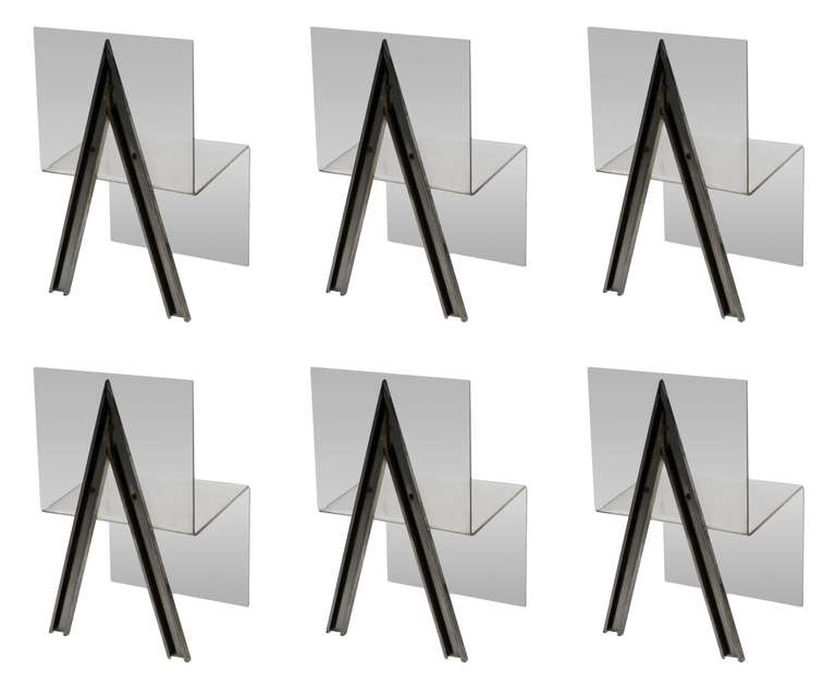 American Set of Six Lucite and Steel Dining Chairs