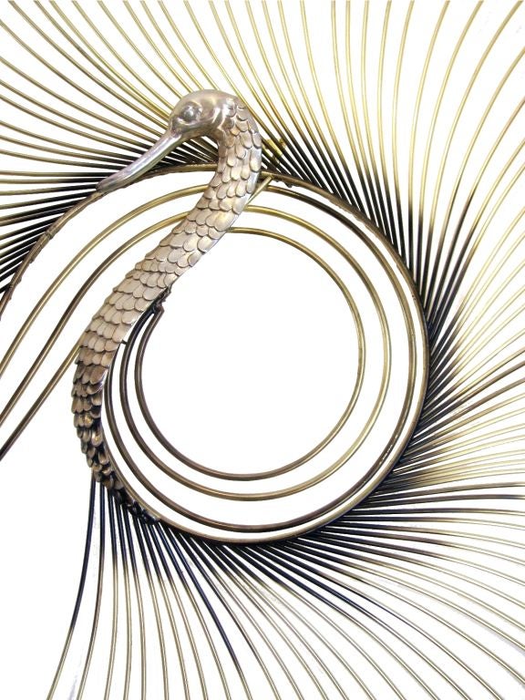 Curtis Jere Brass & Copper Large Swan Wall Sculpture