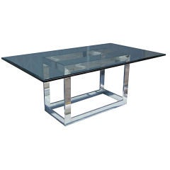 Milo Baughman for Thayer Coggin Chrome and Glass Dining Table