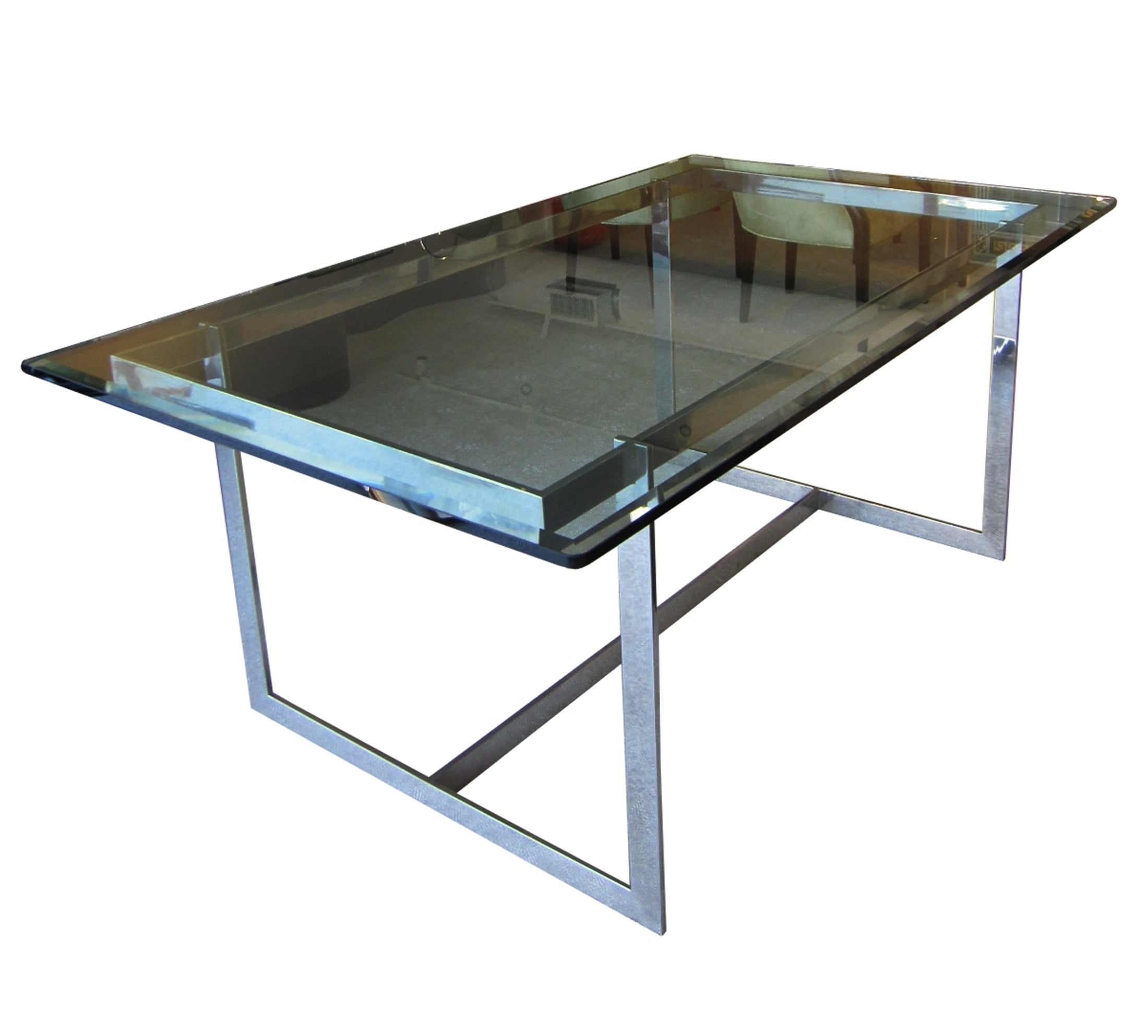 Mid-Century Modern Glass and Chrome Dining Table
