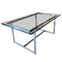 Mid-Century Modern Glass and Chrome Dining Table 11