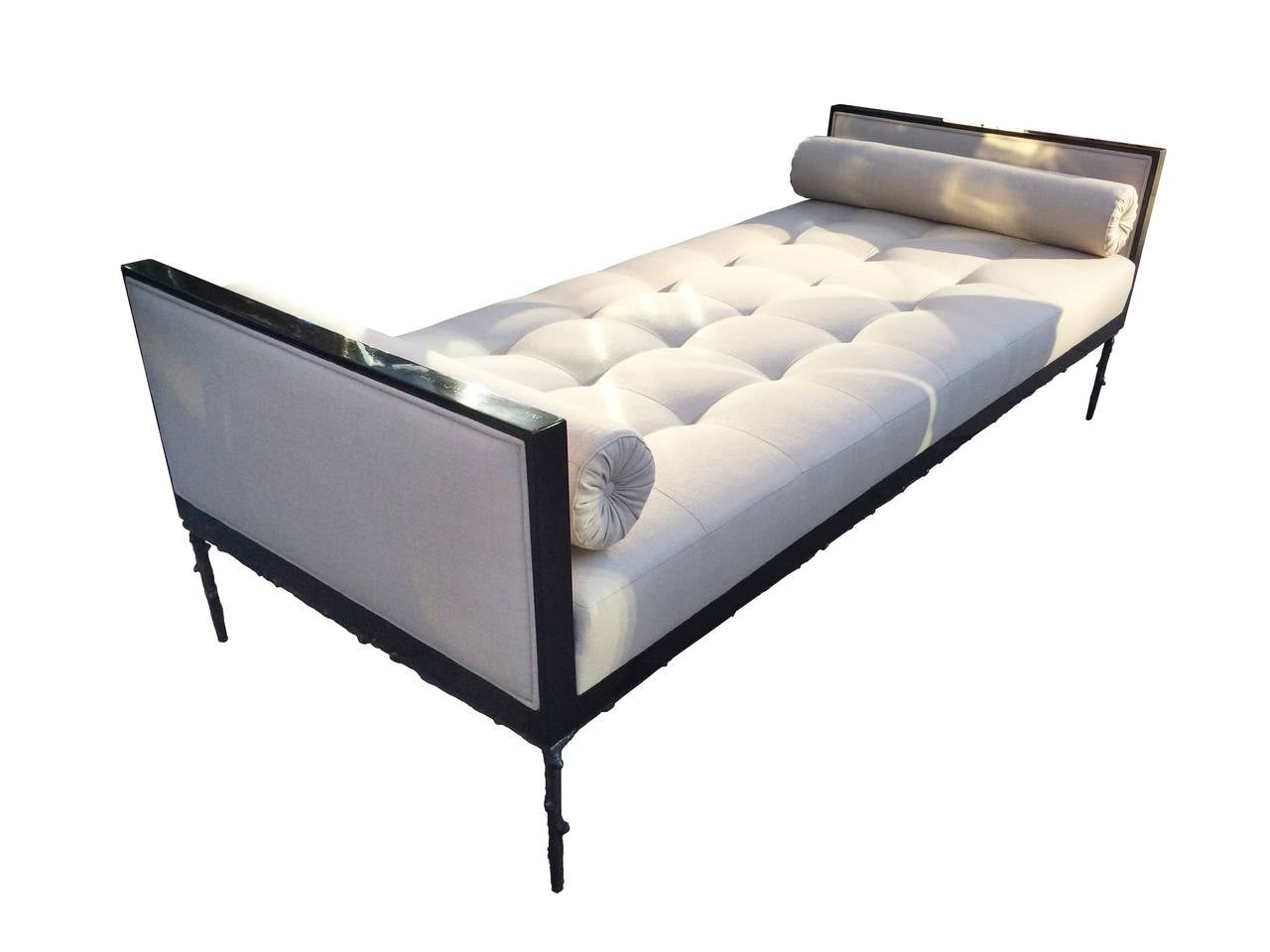 Contemporary Custom Designed Daybed with Flora Inspired Base in Solid Bronze For Sale