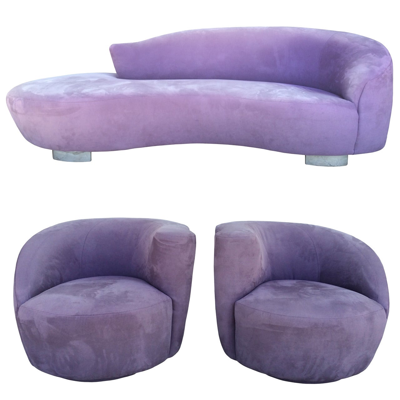 Vladimir Kagan Serpentine Sofa and Nautilus Chairs by Preview