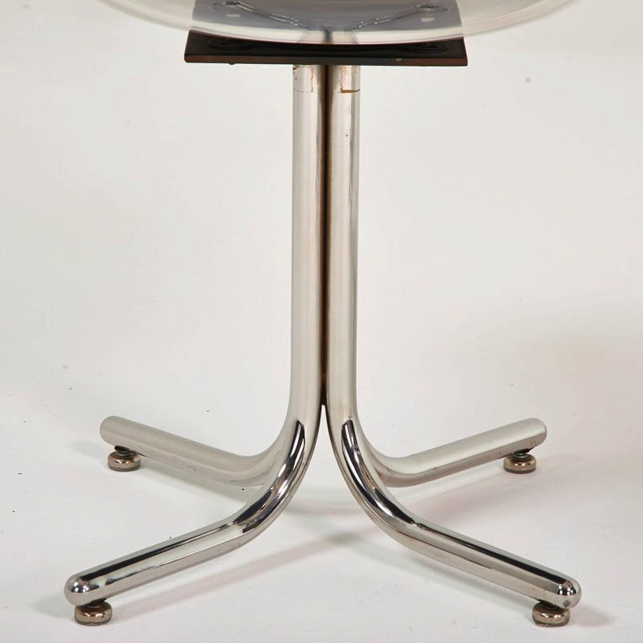 American Set of Six Lucite and Chrome Chairs by Leon Rosen for Pace Collection