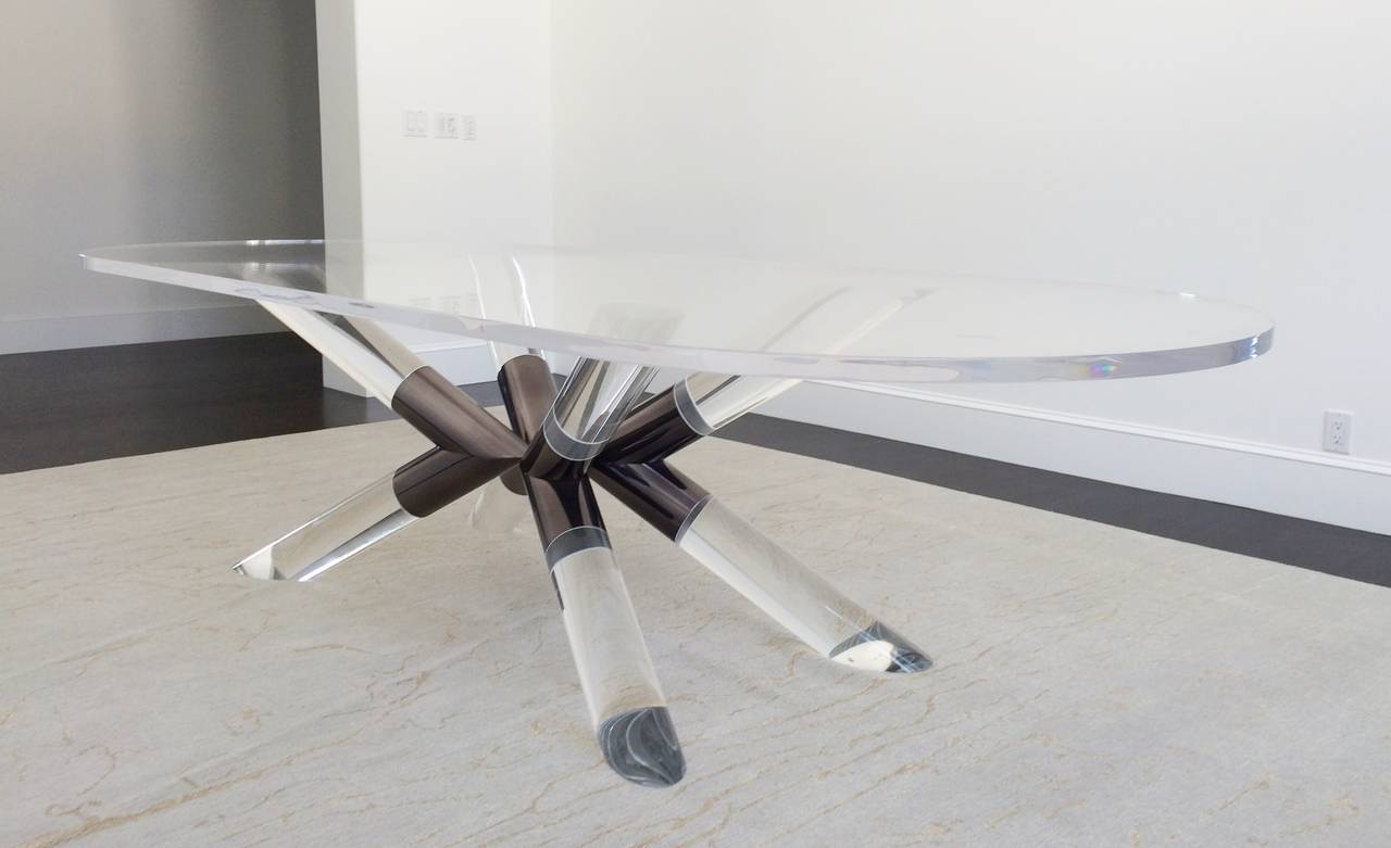 Mid-Century Modern Table de salle à manger Post and Truss en nickel noir de Charles Hollis Jones en vente