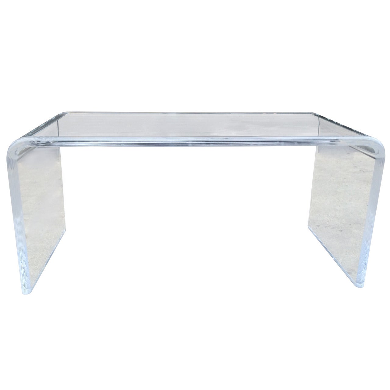 Lucite "Waterfall" Coffee Table with Bullnose Edges by Charles Hollis Jones For Sale