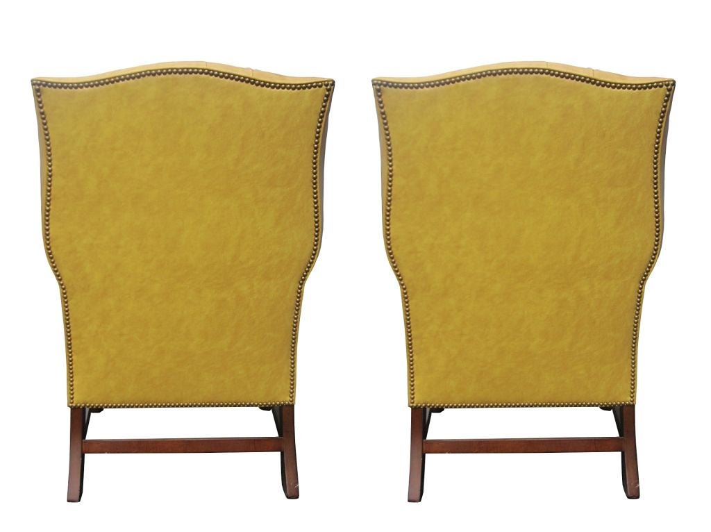Mid-Century Modern Pair of Tufted Wingback Chairs by Drexel