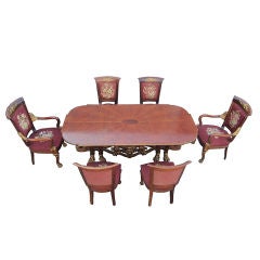 One of a Kind French Empire, Gold Gilded Starburst Dining Suite 6