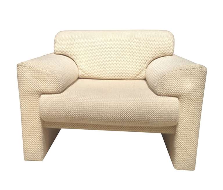 Beautiful pair of armchairs and ottoman designed and manufactured by Brayton International which means that these pieces were designed and manufactured in the United States.

The chairs are wide and comfortable which are perfect for reading or