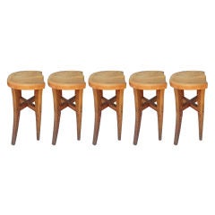 Five Victor DiNovi Oak Sculptural Stools, USA, 1970s 11
