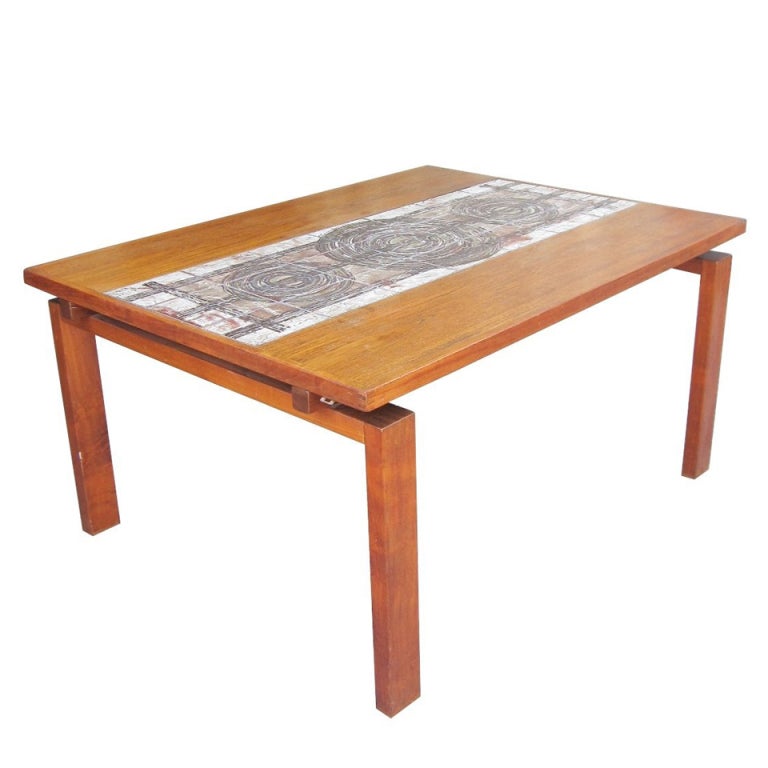 OxArt Abstract Tile Top Dining Table, Signed and Dated For Sale at 1stdibs