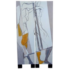 Oil in Canvas Room Divider, Nude Painting Signed and Numbered 4
