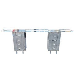 Lucite, Nickel and Stainless Steel Vanity or Dressing Table 1