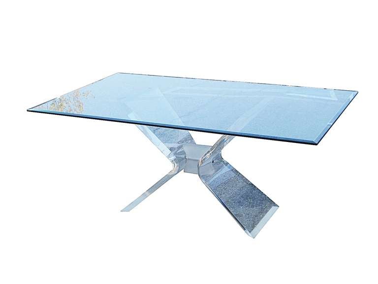 Butterfly Lucite and Glass Dining Table