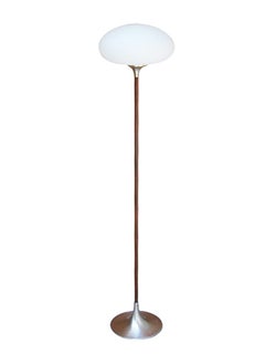 Retro Mushroom Style Floor Lamp with Rosewood Stem by Laurel Lighting